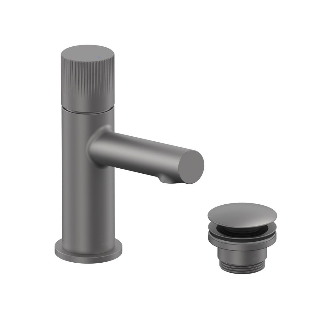Vado Safari Leverless Fluted Pewter Mini Mono Basin Mixer With Waste