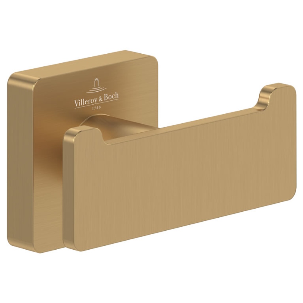 Cutout image of Villeroy & Boch Elements Striking Brushed Gold Double Robe Hook