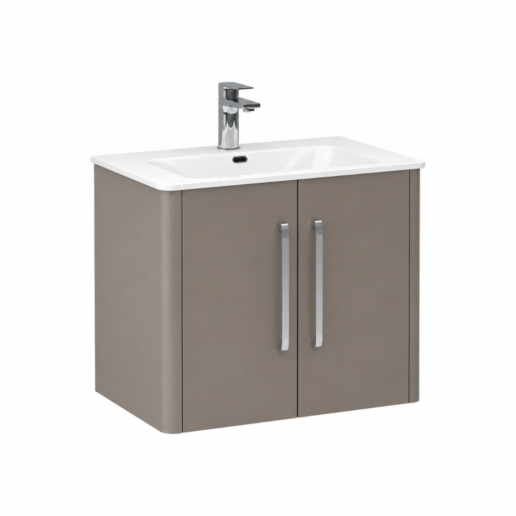 Imex Suburb Matt Ash 600mm x 395mm Wall Hung Bathroom Vanity Unit with Basin Cut out