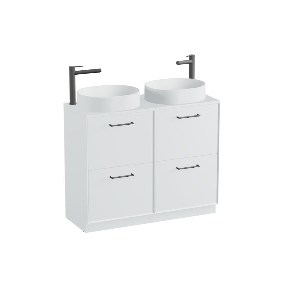 Vado Safari Smooth 1000mm Arctic White Floorstanding Vanity Unit & Arctic White Worktop