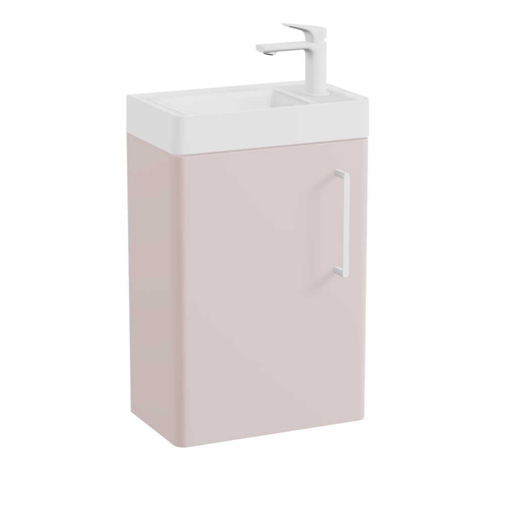 Vado Cameo 400mm Pink Clay Wall Mounted Vanity Unit & Ceramic Basin - Right Hand