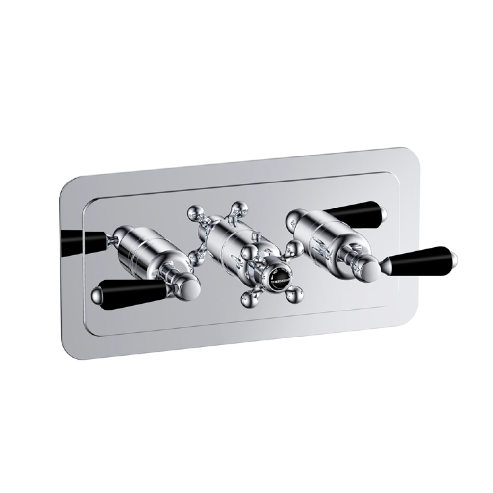 Photo of JTP Grosvenor Lever Three Outlet Landscape Thermostatic Shower Valve - Black Levers