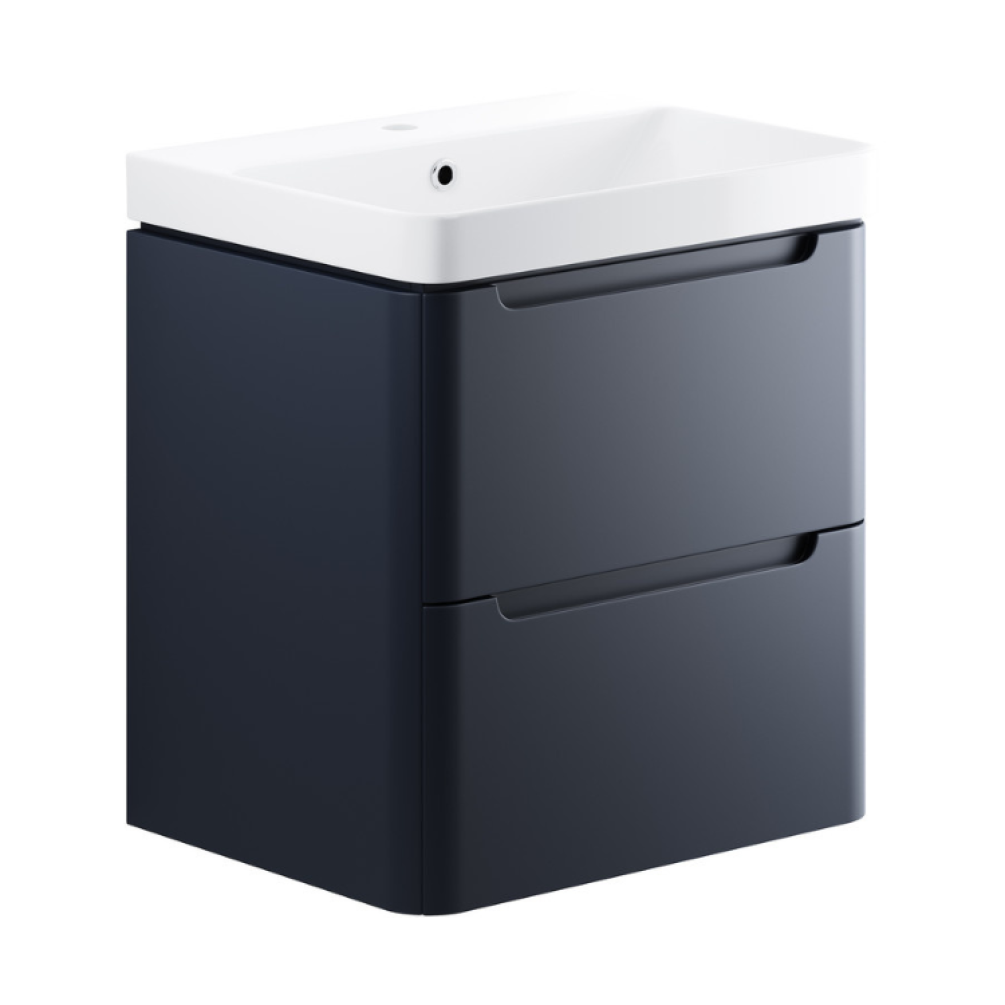 Apex Matt Indigo 2 Drawer Wall Hung Vanity Unit & Basin