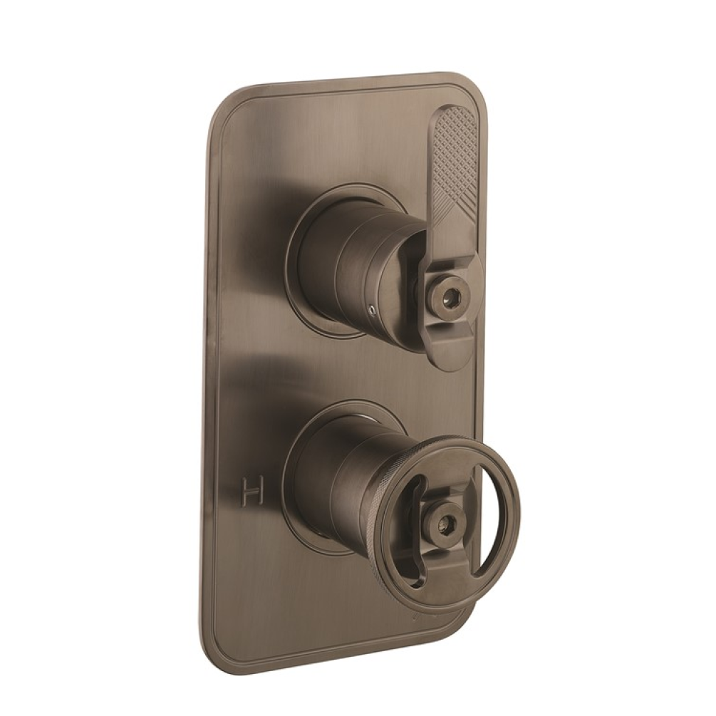 Photo of Crosswater Union Brushed Black 2 Outlet 2 Handle Concealed Shower Valve Cutout