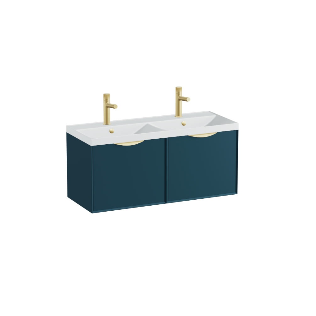 Vado Safari Smooth 1000mm Atlantic Blue Wall Hung Vanity Unit & Arctic White Basin