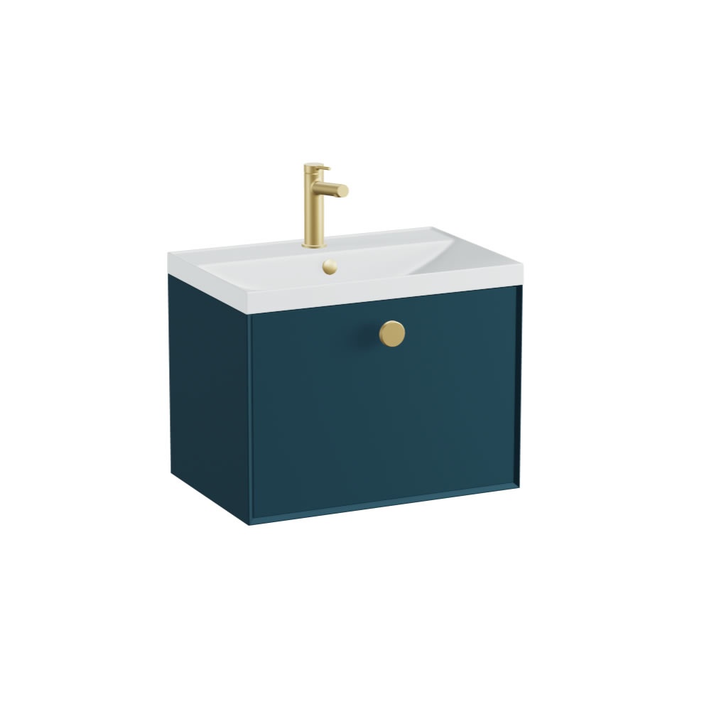 Vado Safari Smooth 600mm Atlantic Blue Wall Hung Vanity Unit & Mineral Basin