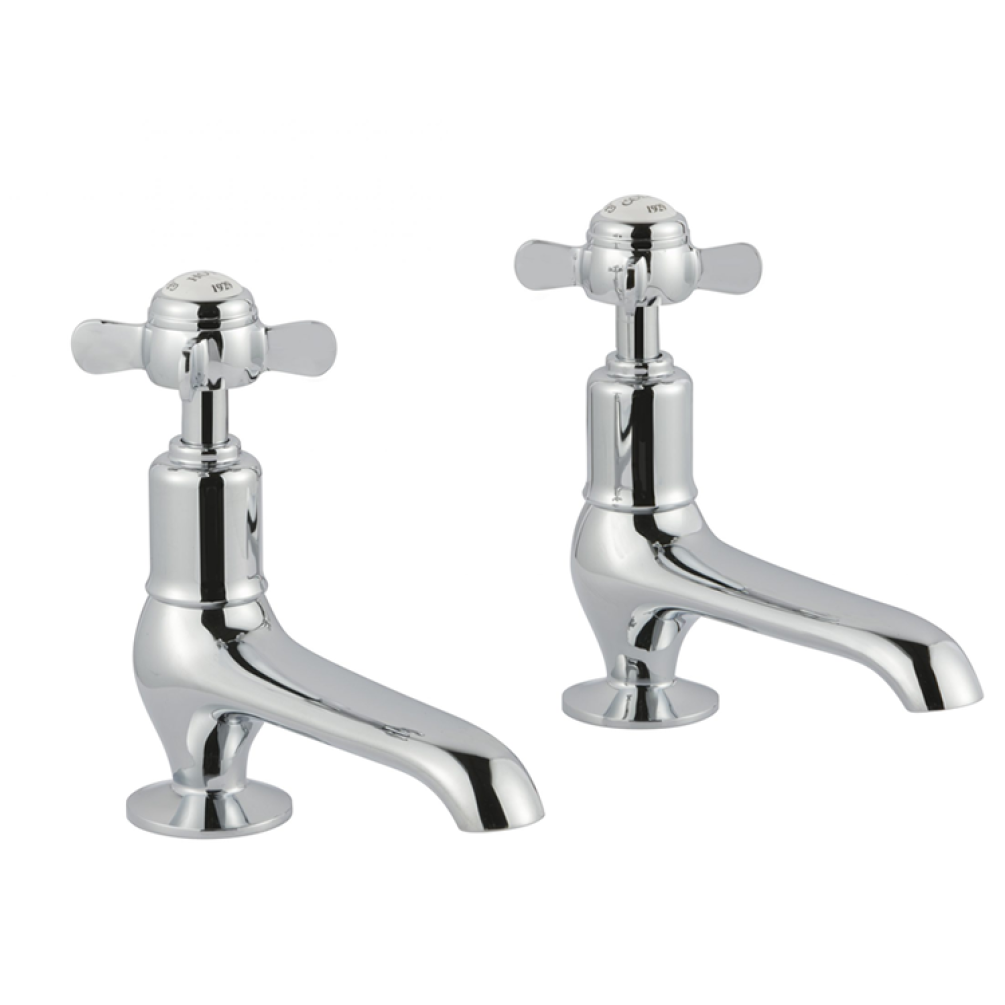 Photo of JTP Grosvenor Pinch Chrome Long Nose Basin Taps with White Indices