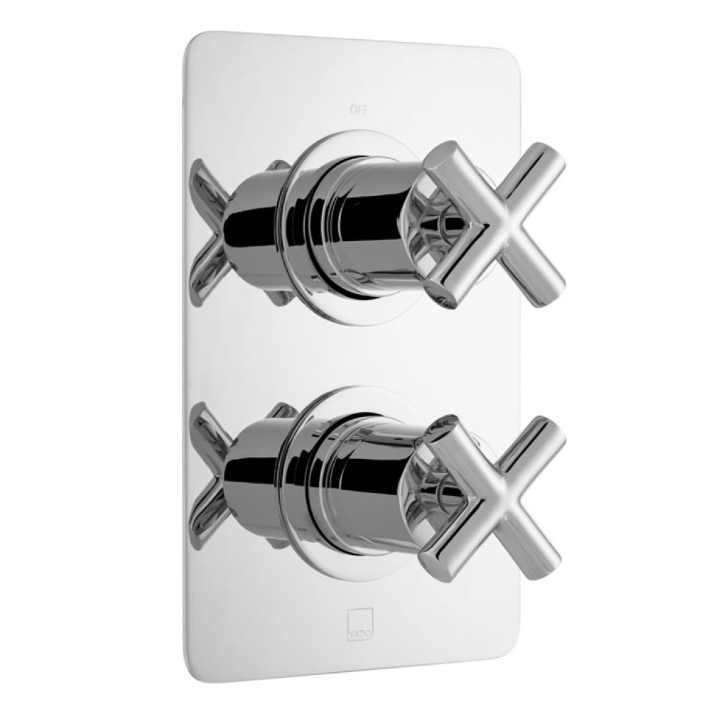 Cutout image of Vado Elements Twin Outlet Thermostatic Shower Valve Rectangular