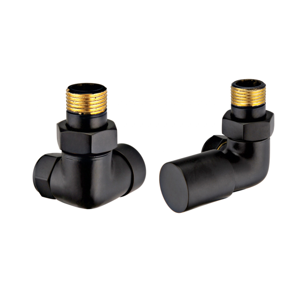 Photo of JTP Vos Matt Black Corner Radiator Valves Cutout