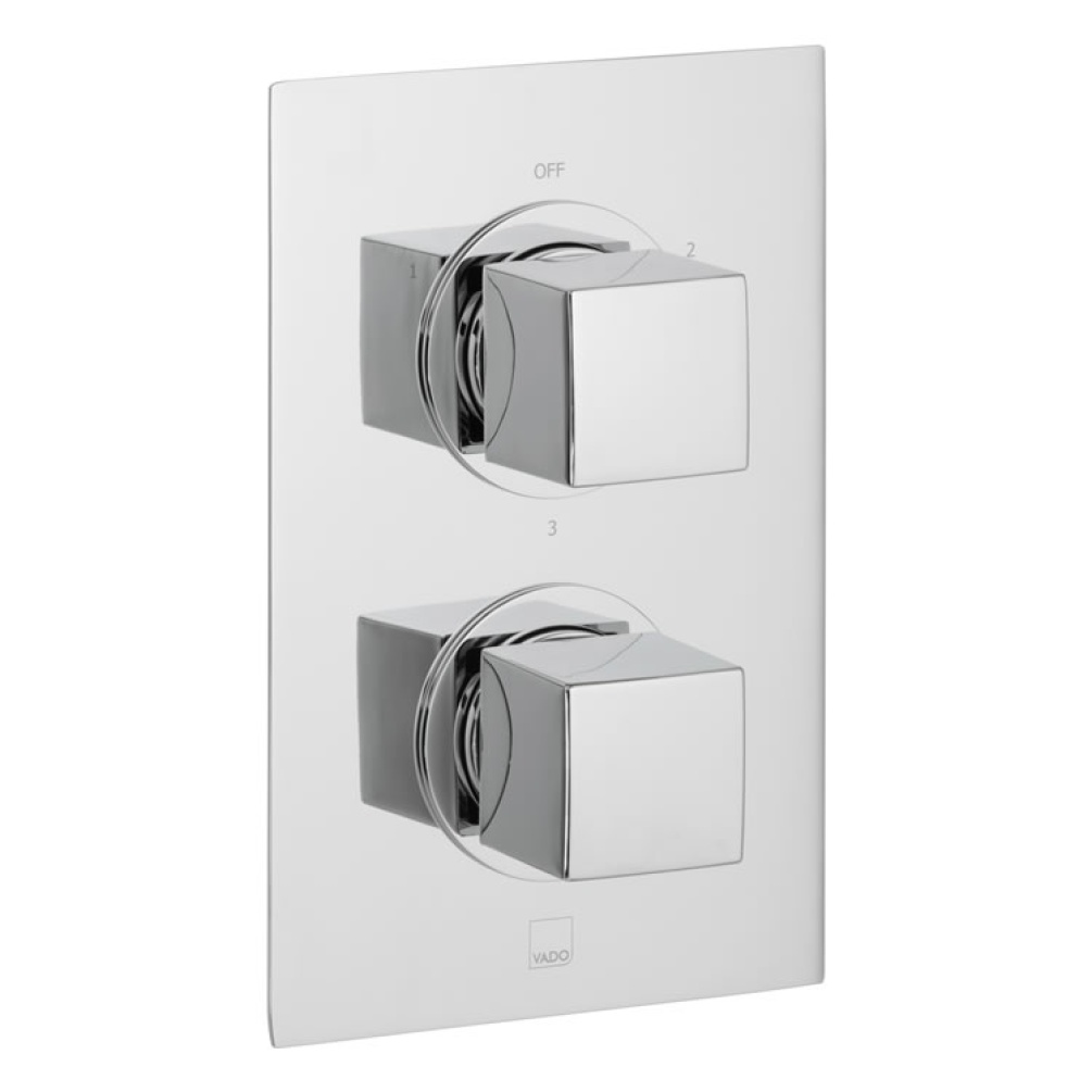 Cutout image of Vado Mix2 Three Outlet Thermostatic Shower Valve.