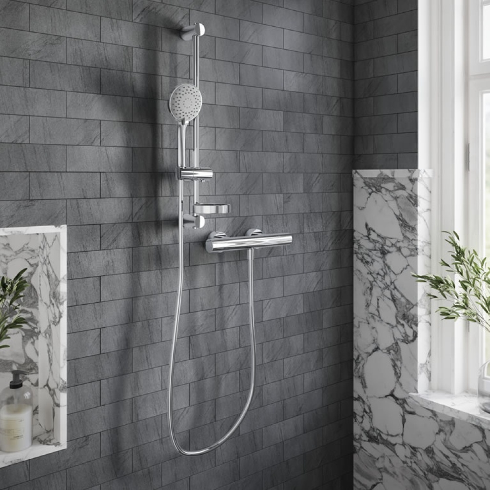 Lifestyle image of Villeroy & Boch Thermostatic Round Exposed Shower Set