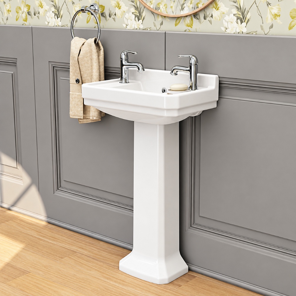 Imex Wyndham 515mm 2 Tap Hole Pedestal Basin Lifestyle