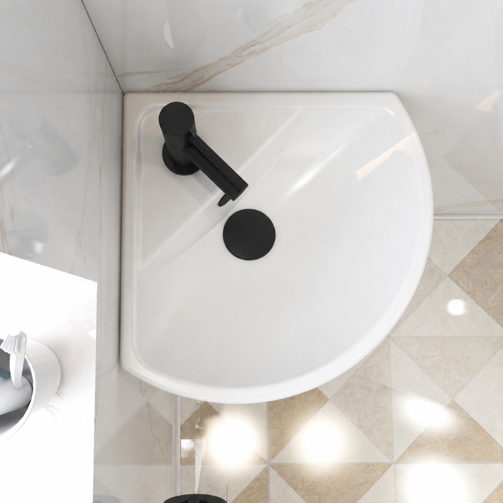 Imex Ivo 440mm Corner Cloakroom Basin  Matt Black