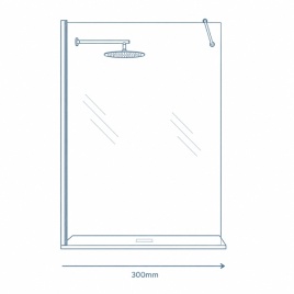 iconography image of a 300mm wide shower screen illustrating 300mm screens, enclosures, and doors