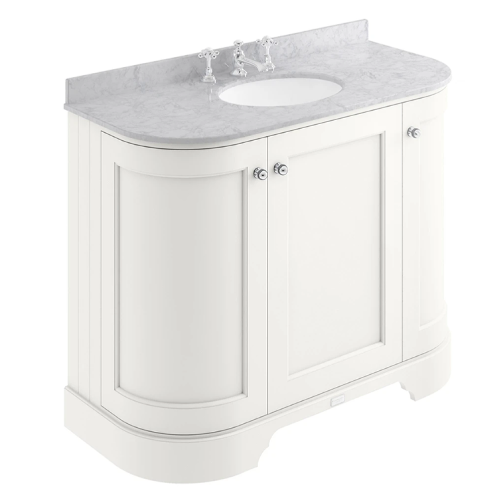 Bayswater Pointing White 1000mm 3 Door Curved Unit & Grey 3TH Worktop
