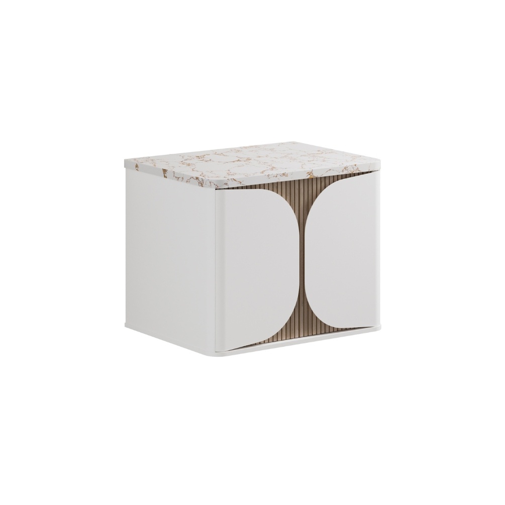 Product Cut out image of the Crosswater Tambour Matt White 600mm Single Drawer Unit with Worktop