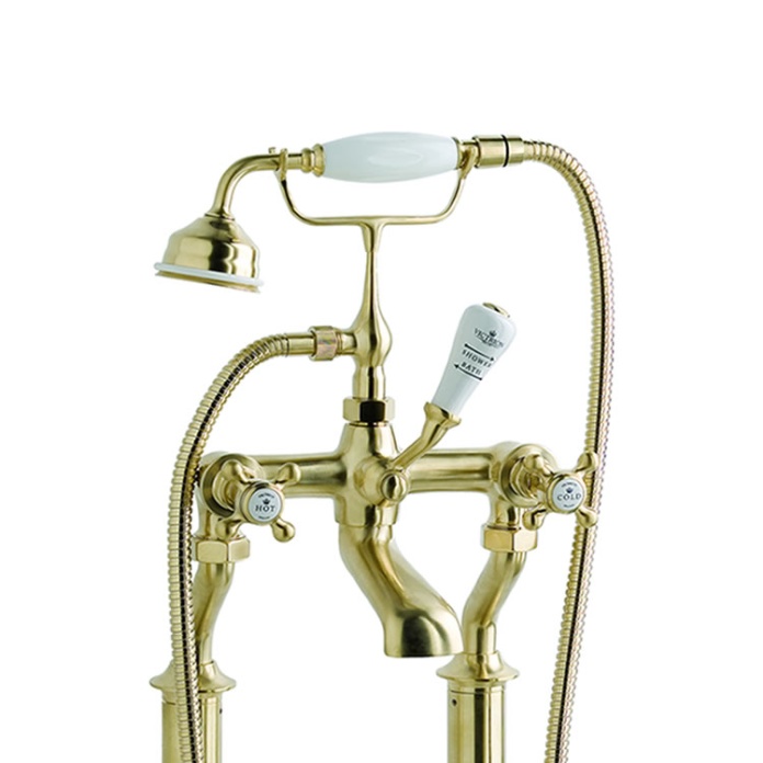 Photo of BC Designs Victrion Brushed Gold Crosshead Bath Shower Mixer & Handset