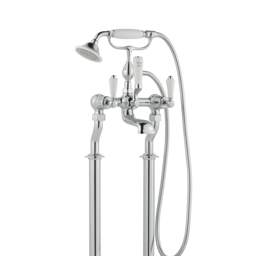 Photo of JTP Grosvenor Lever Chrome Floorstanding Bath Shower Mixer - White Cutout