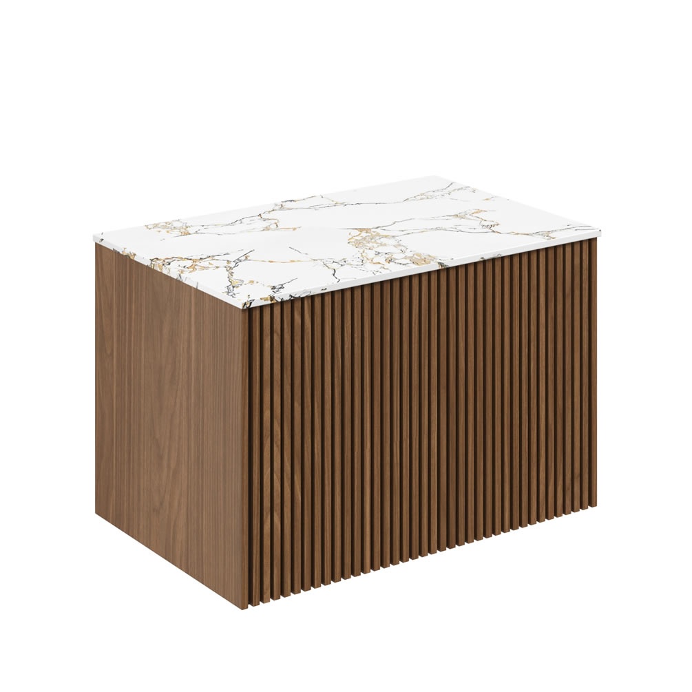 Crosswater Limit Royal Walnut 700mm Wall Hung Vanity Unit & Estatuario Worktop