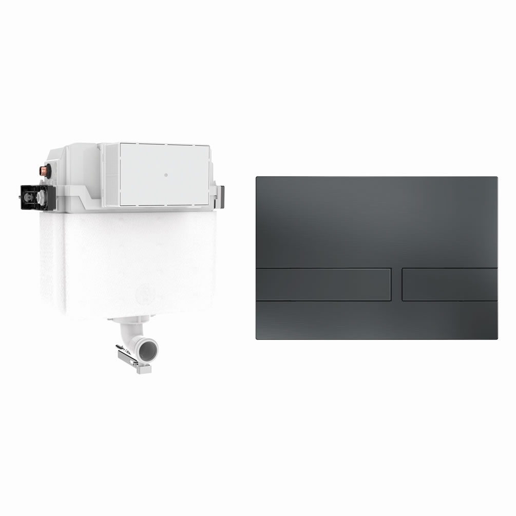 Cutout image of Crosswater 460mm Concealed Back-to-Wall Cistern & Venue Slate Dual Flush Plate