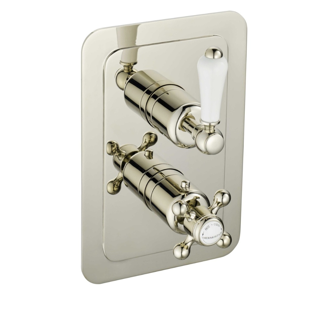 JTP Grosvenor Lever Nickel 2 Outlet 2 Handle Concealed Shower Valve Cut Out