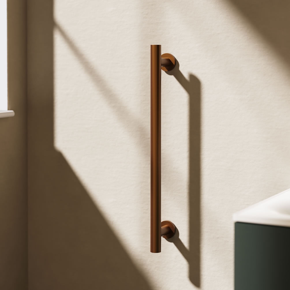 Lifestyle image of Crosswater Brushed Bronze 600mm Grab Bar