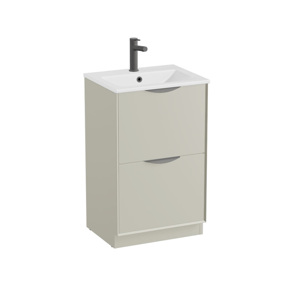 Vado Safari Smooth 500mm Cashmere Grey Floor Mounted Vanity Unit & Ceramic Basin