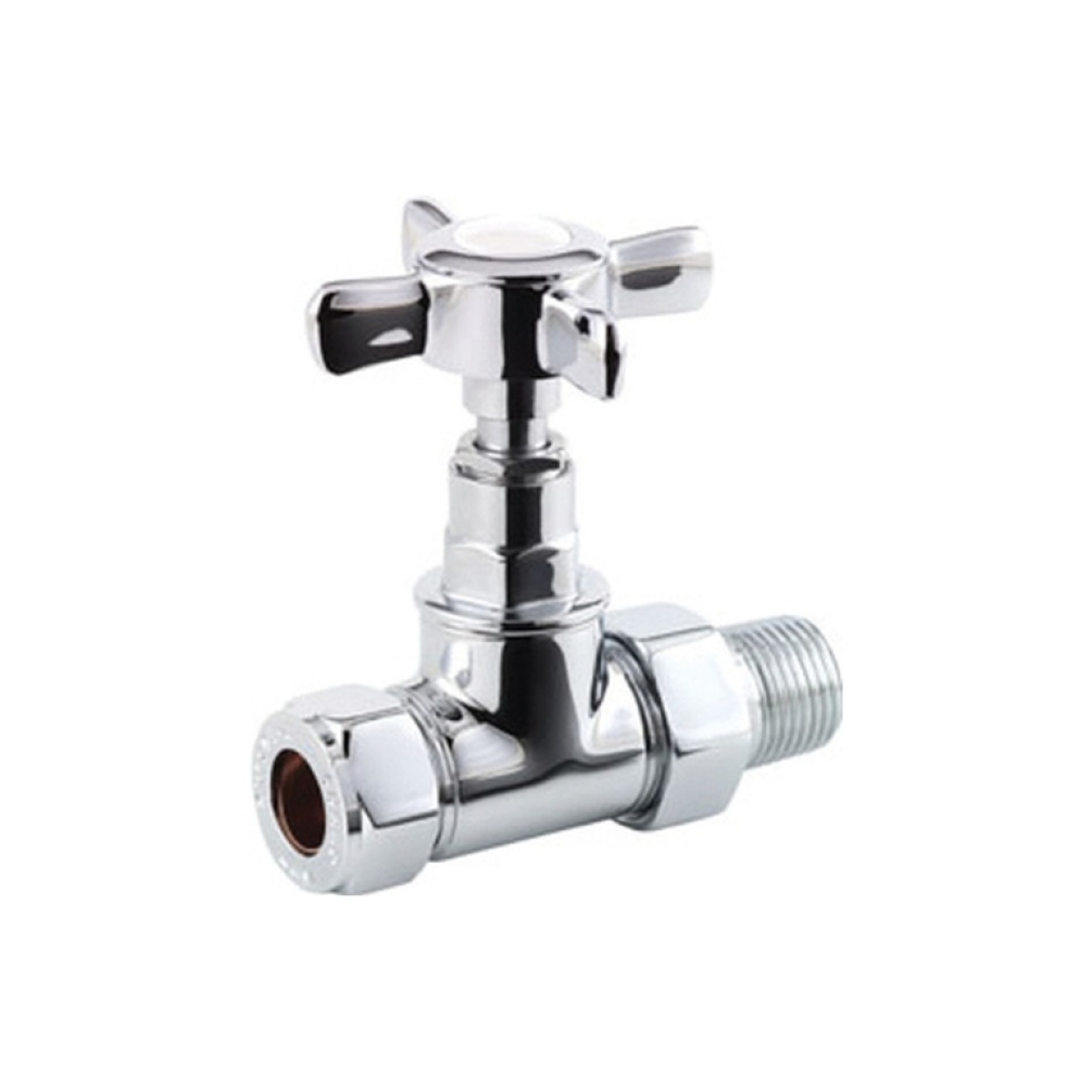 Product Cut out image of the Elwick Chrome Straight Crosshead Radiator Valve