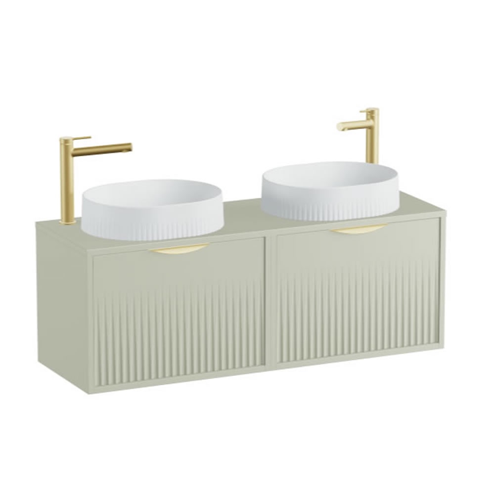 Vado Safari Fluted 1200mm Sage Green Wall Hung Vanity Unit & Worktop