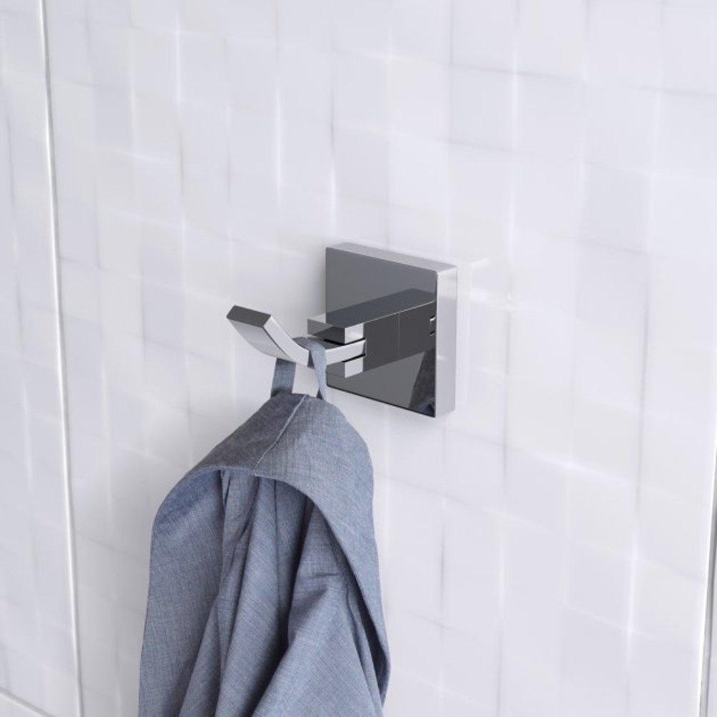 Lifestyle image of the Bristan Square Chrome Robe Hook