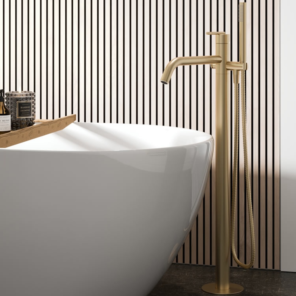 Crosswater 3ONE6 316 Brushed Brass Floorstanding Bath Shower Mixer