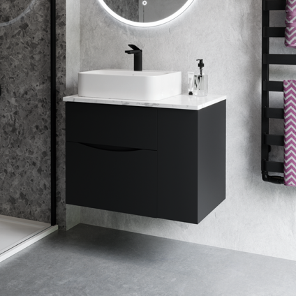 Lifestyle Photo of Crosswater Glide II Matt Black Wall Hung Unit & Worktop