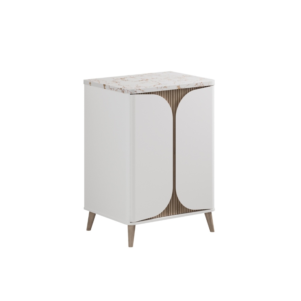 Product Cut out image of the Crosswater Tambour Matt White 600mm Floorstanding Unit with Worktop