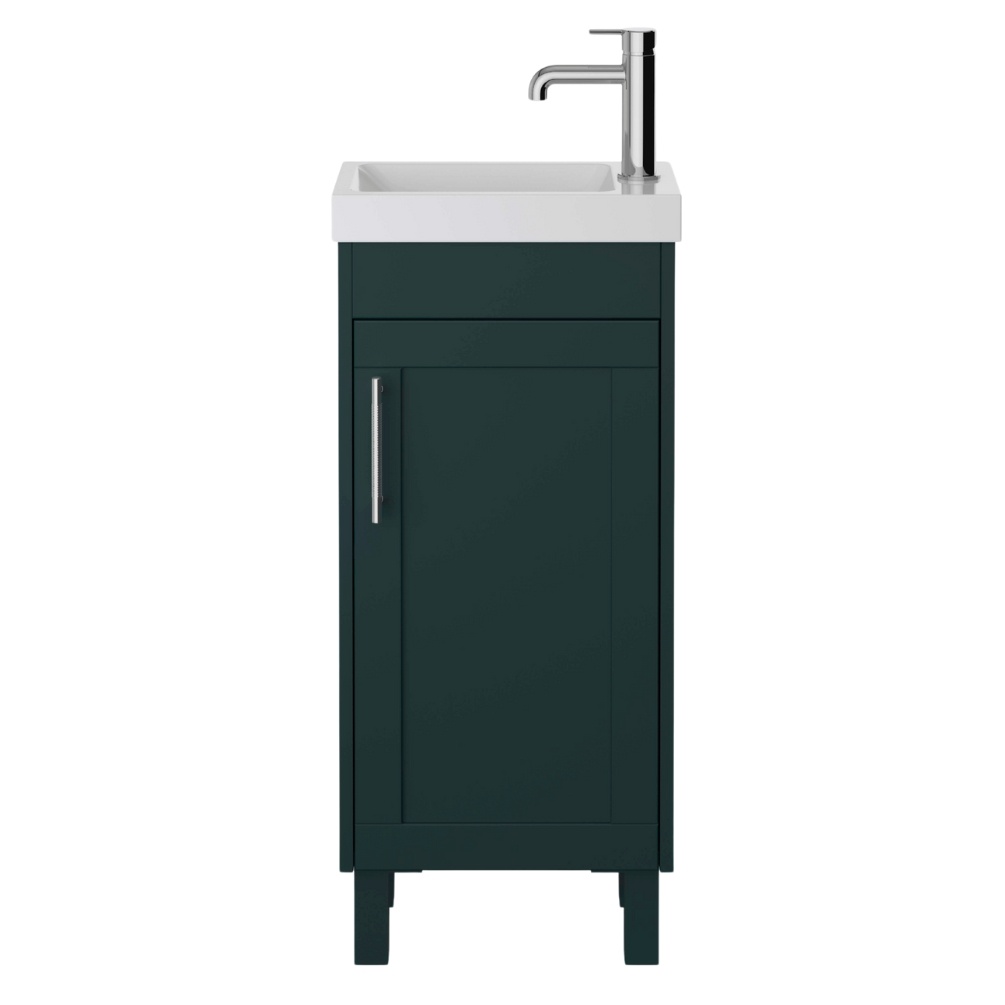 Cut out image of the Heritage Lynton 400mm Classic Green Freestanding Cloakroom Vanity Unit, Basin & Handle Pack