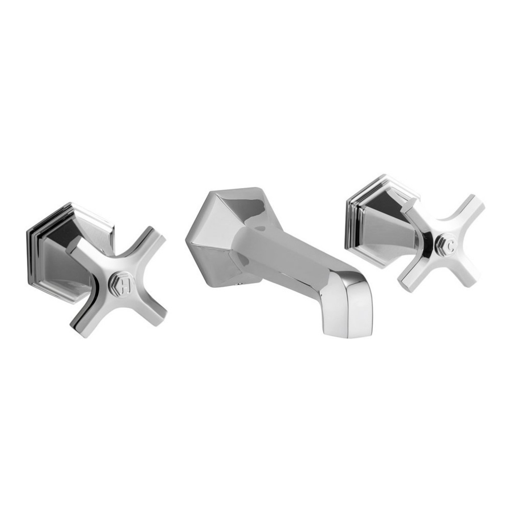 Cut out image of the Crosswater Waldorf Chrome 3 Tap Hole Crosshead Wall Mounted Basin Mixer