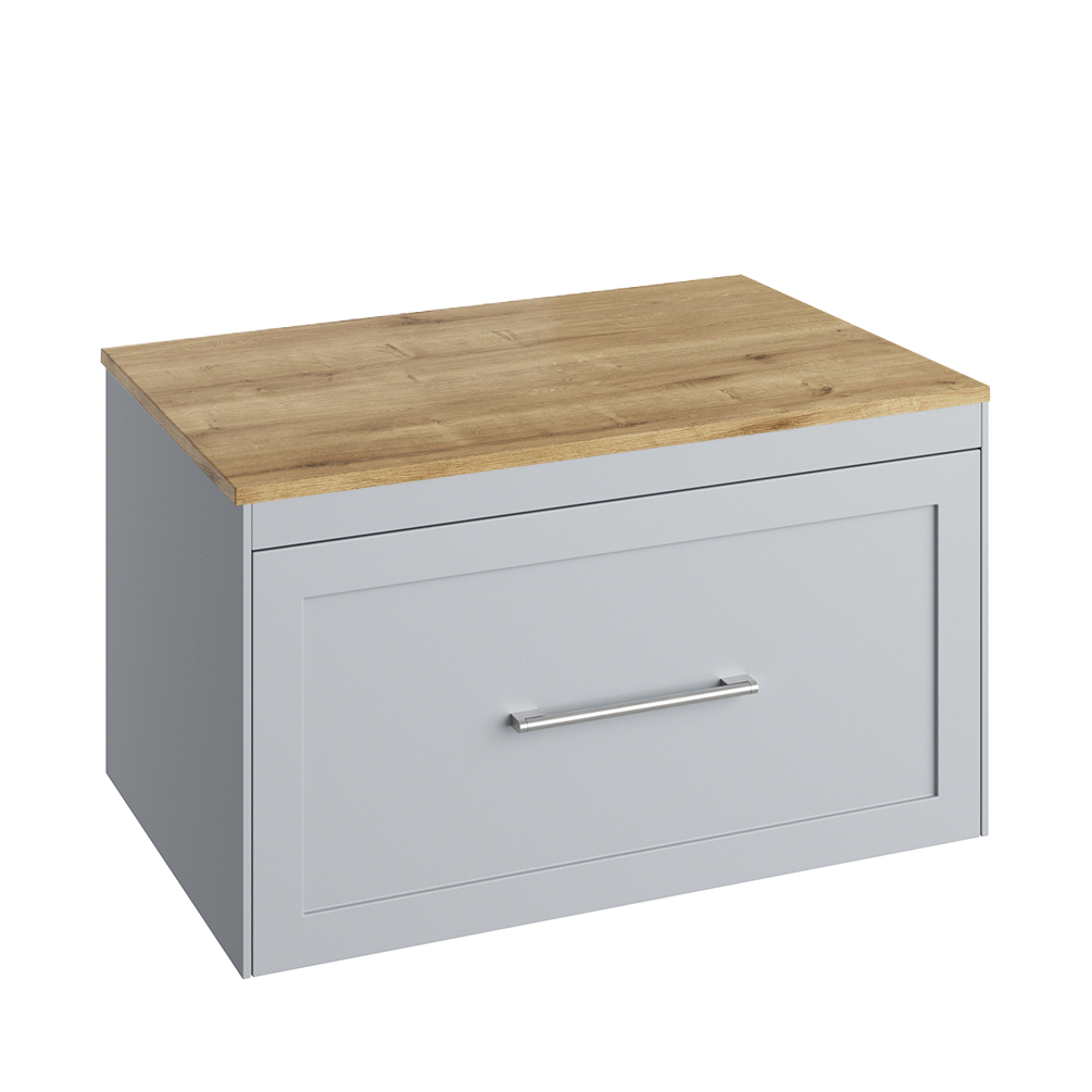 Abacus Concept Sit On Shaker Stone Grey 800mm Vanity Unit - Oak Countertop