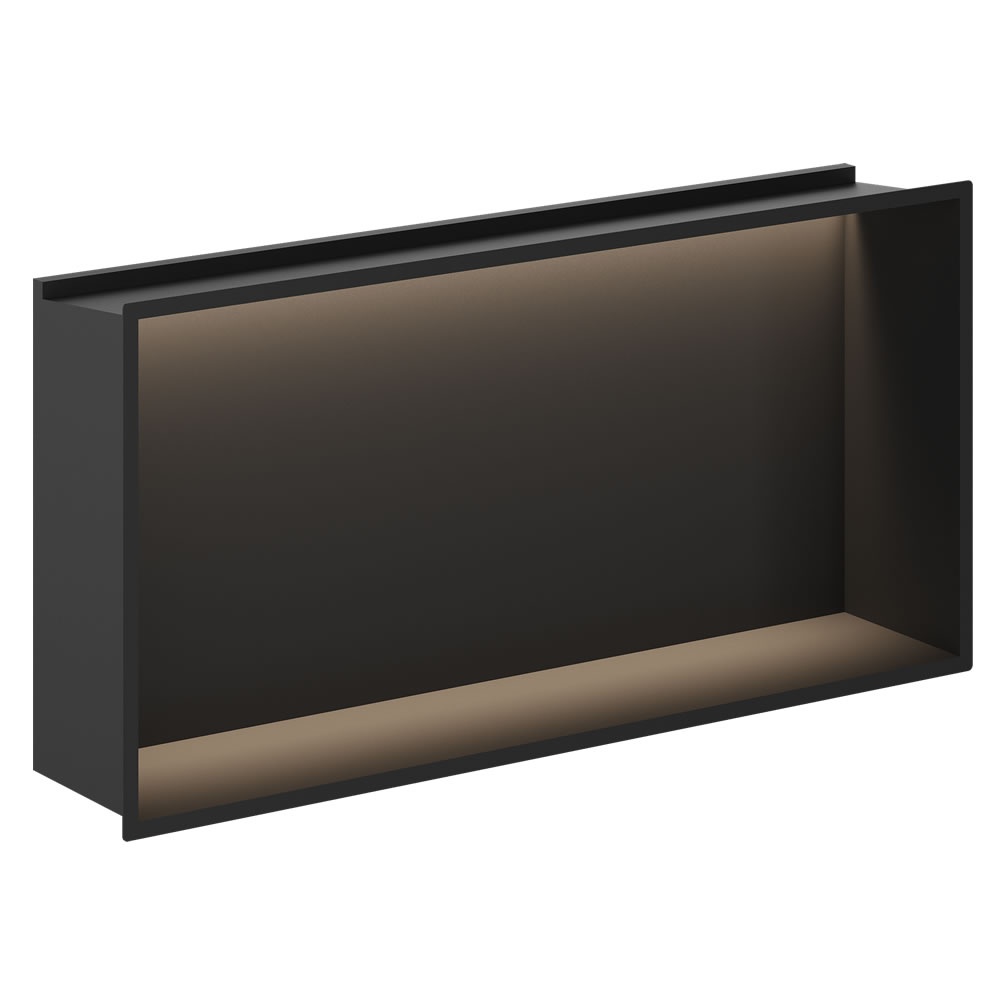 Cutout image of Crosswater Matt Black 610 x 305mm LED Shower Niche