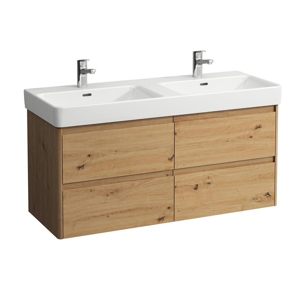 Cutout image of Laufen Base 2.0 Wild Oak 1200mm Wall-Hung Vanity Unit & Basin