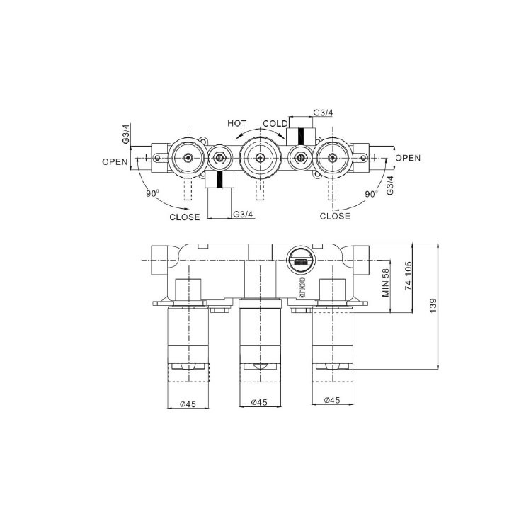 Crosswater MPRO Chrome Thermostatic Triple Landscape Shower Valve
