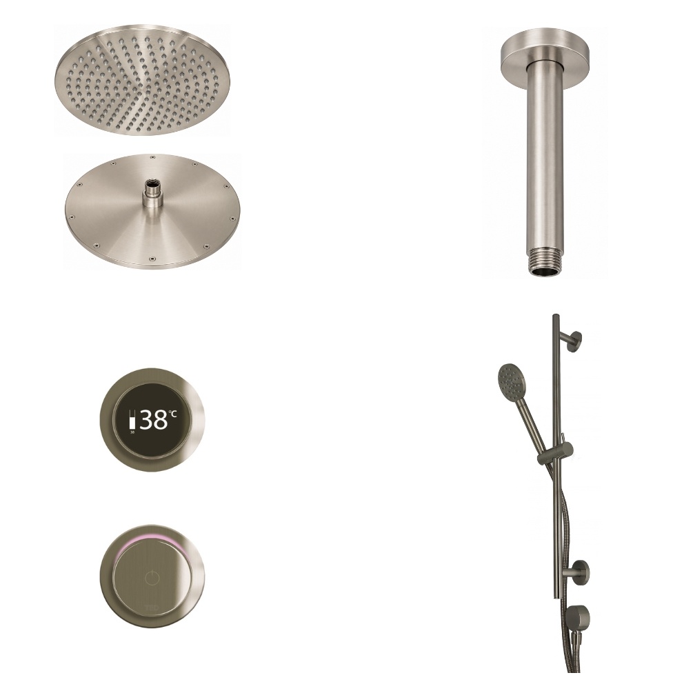 Ted Togo Brushed Nickel Ring Valve Ceiling Arm Cut Out