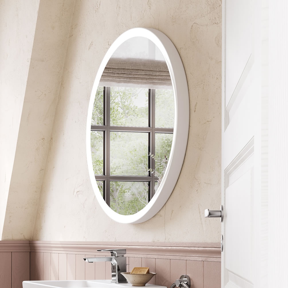 Lifestyle image of Villeroy & Boch Subway 3.0 Round Matt White 712mm LED Mirror