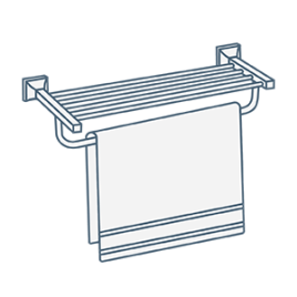 iconography image of a wall mounted bathroom towel rack / shelf
