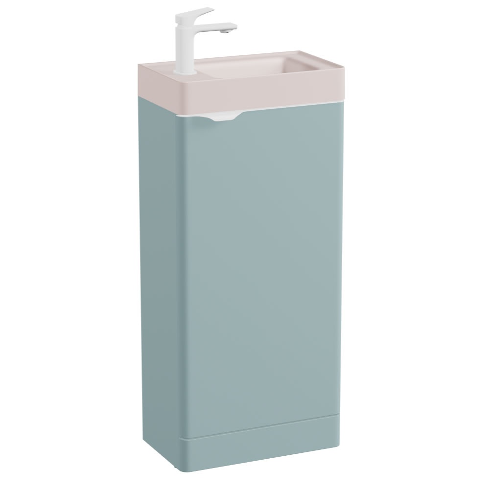 Vado Cameo 400mm Cove Blue Cloakroom Vanity Unit & Pink Basin - Left Hand