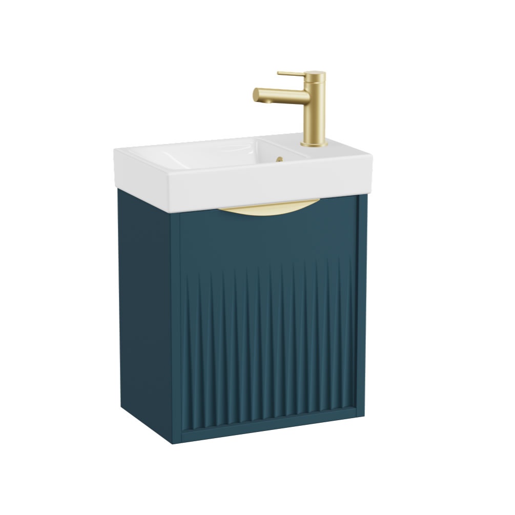 Vado Safari Fluted 400mm Atlantic Blue Wall Hung Cloakroom Vanity Unit & Ceramic Basin