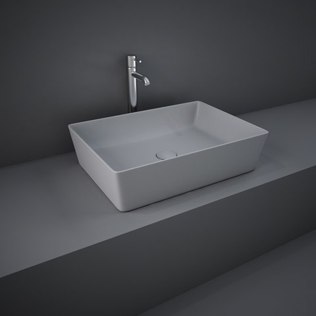 Photo Of RAK Feeling Matt Grey 500mm Rectangular Countertop Basin