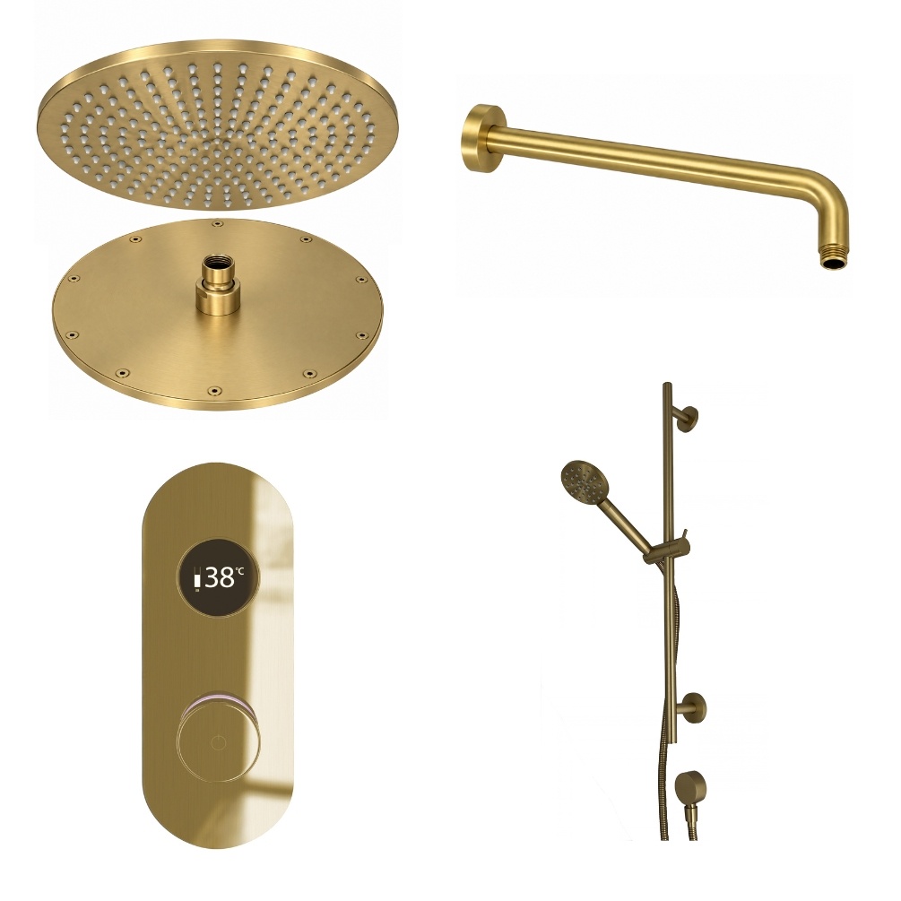 Ted Togo Brushed Brass Oval Valve Wall Arm Cut Out