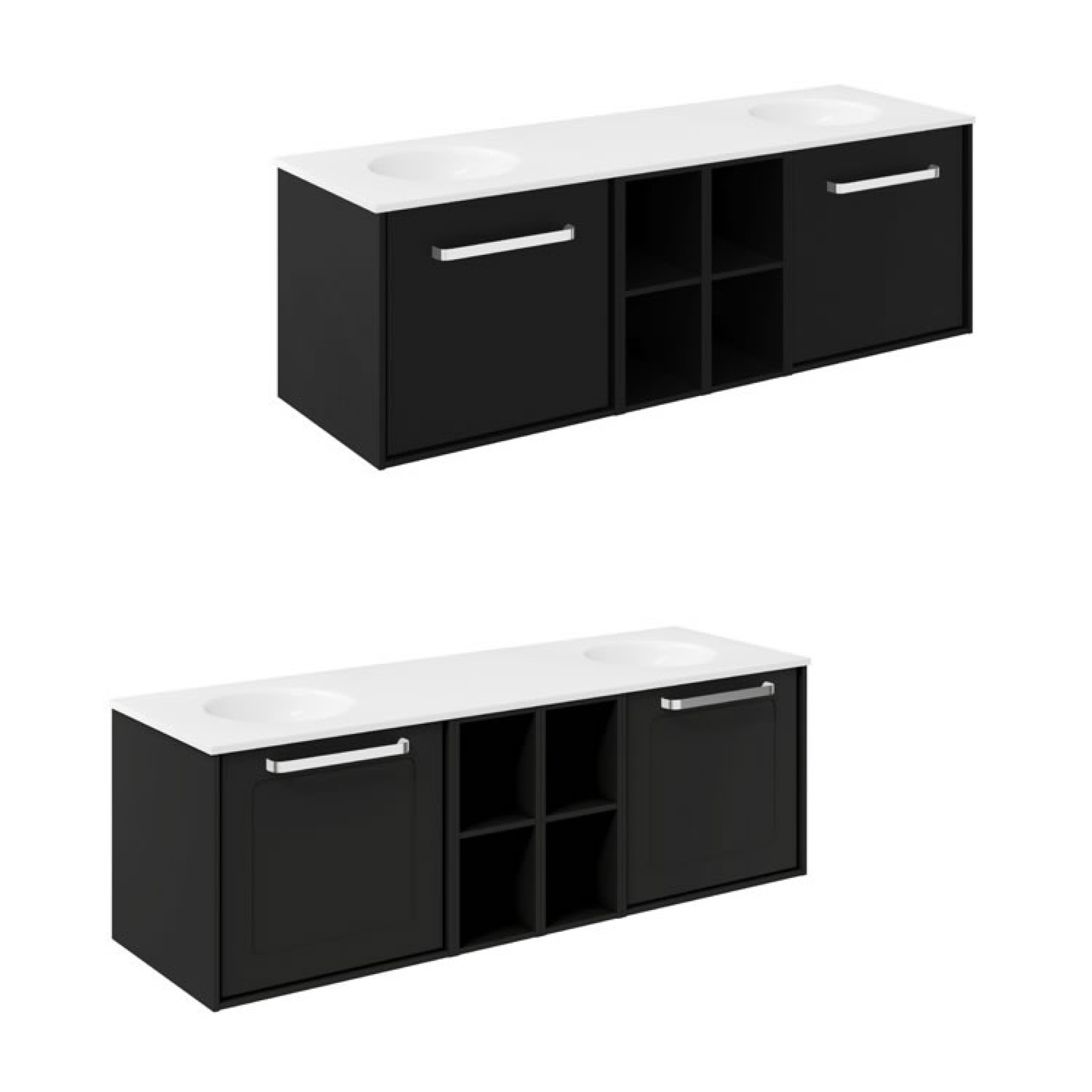 Infinity 1400 Matt Black Wall Vanity Unit & Basin Sanctuary Bathrooms