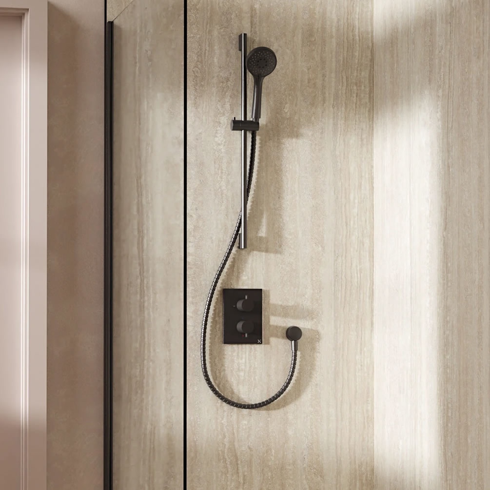 Lifestyle image of Crosswater Crossbox Slate Single Outlet Slide Rail Shower Set