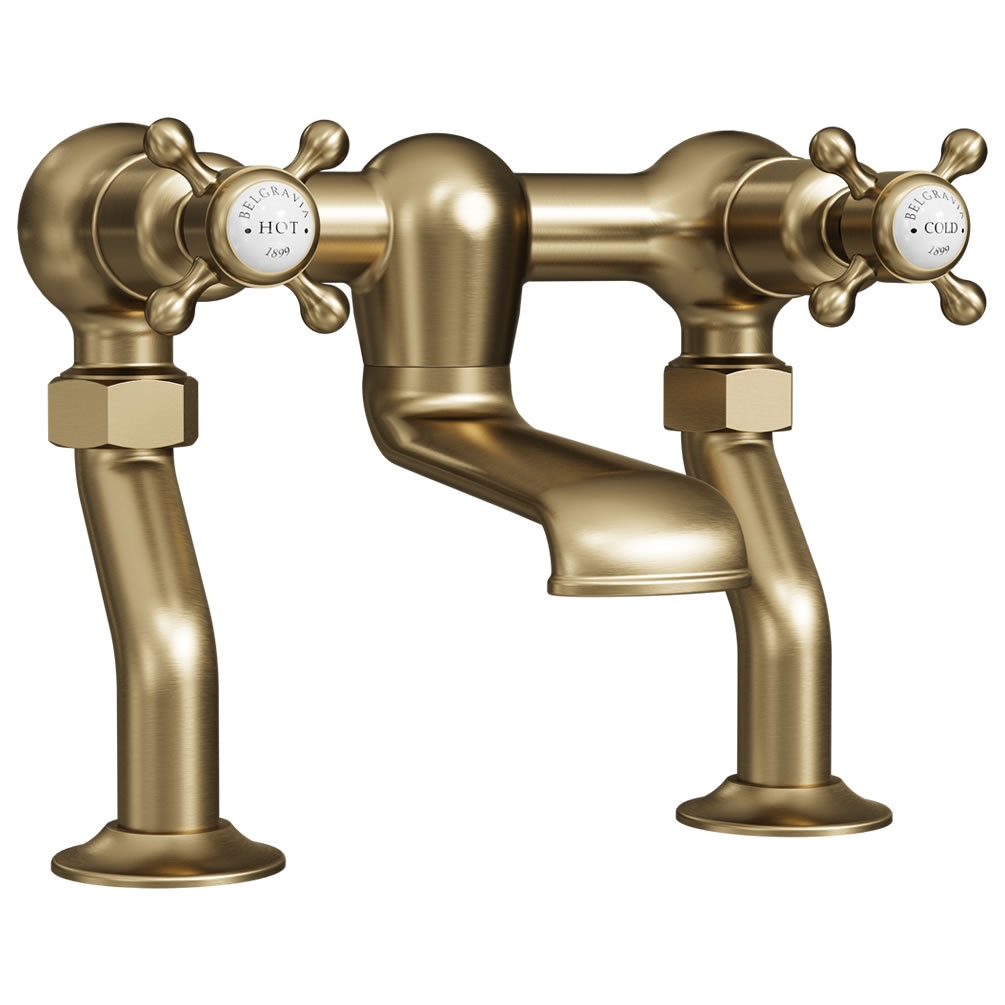 Cutout image of Crosswater Belgravia Brushed Brass Deck-Mounted Bath Mixer Tap