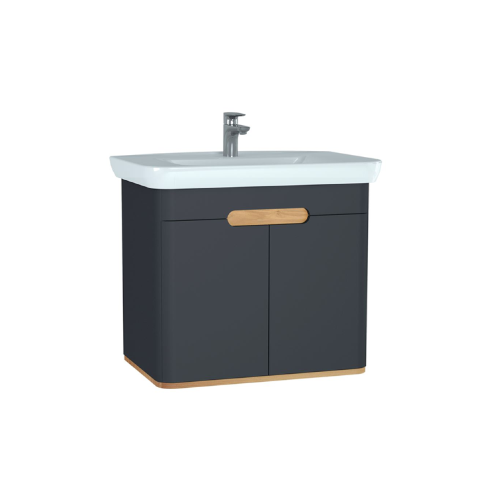 Photo of Vitra Sento Matt Anthracite 800mm Vanity Unit with Doors Cutout